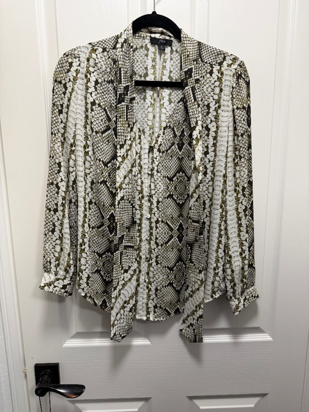 J Crew Long Sleeve Python Print Blouse- Size 4